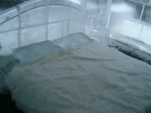 Bed made out of ice