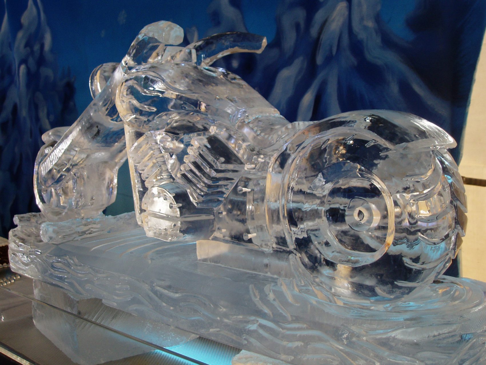 ice sculpture of a chopper