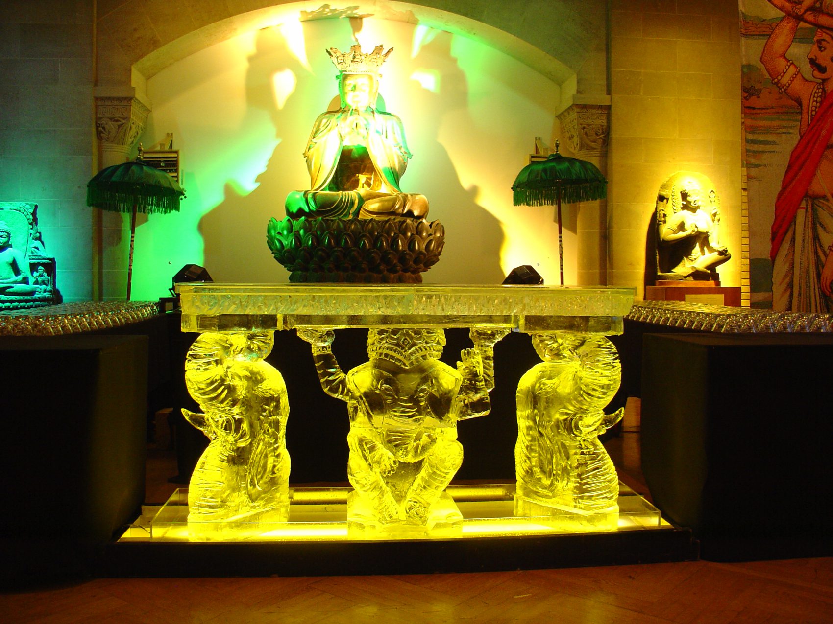 Ice bar with elephant carved side