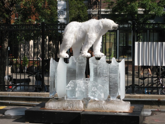 Polar bear made out of ice